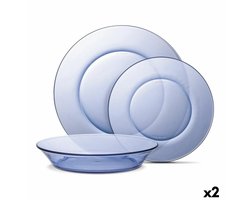 Serviesset Duralex Lys Blauw 12 Onderdelen (2 Stuks)
