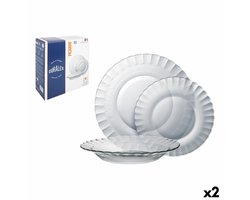 Serviesset Duralex Picardie Transparant 12 Onderdelen (2 Stuks)