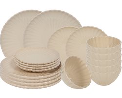 Serviesset Flower - Beige - 18-delig