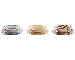 Serviesset Home ESPRIT Geel Blauw Rood Keramiek Strepen Mediterrane 27,5 x 27,5 x 2,8 cm 18 Onderdelen