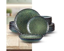 Serviesset Luxe - Bordenset 8 personen - Eettafel Decoratie - Unieke Groene Kleur - 24 Delig - Groen