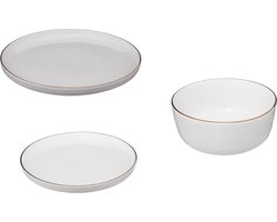 Serviesset Porselein Sublima wit met Gouden rand - 6-persoons 18 delig