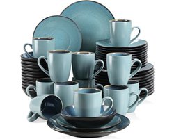 Serviesset - Turquoise - Porselein - 12 Persoons - 48 Delig