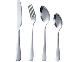 Serviesset van 4 stuks voor 1 persoon, vaatwasmachinebestendig bestek, roestvrij staal