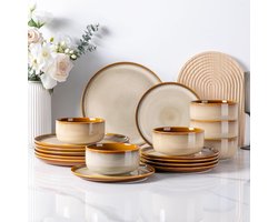 Serviesset voor 6 personen, aardewerk servies, 18-delig