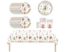 Serviesset voor Bloemenfeeënfeestjes - 20 stuks - Biologisch afbreekbaar