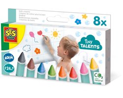 SES Creative - Tiny Talents - Badkrijt - 8 vrolijke kleuren - voor tegels en de badkuip - Badspeelgoed - Speelgoed 2 Jaar