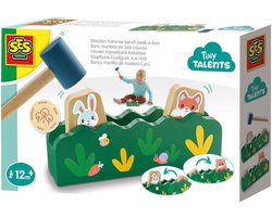 SES Creative – Tiny Talents - Houten Hamerbank kiekeboe - Educatief Speelgoed voor Kinderen vanaf 12 Maanden - Sla met de hamer om dieren te laten springen - Perfect voor interactief spelen