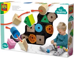 SES Creative - Tiny Talents - Sensory kralen rijgen - Sensorisch speelgoed - Montessori speelgoed - meerdere soorten grove kralen - inclusief koppelsnoer Speelgoed 2 jaar - Kerst cadeautjes