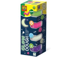SES - Feel good klei - Glow (4x90gr) - vegan en glutenvrij - herbruikbare potjes - uitwasbaar - glow in the dark, neon en glitter klei