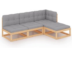 Set 2, 3, 4, 5 stuks modulaire tuinbanken voor buiten, van massief hout, met kussens, woonkamer voor de tuin, buiten, hoekbank, modulair, palletbank, terrasbank