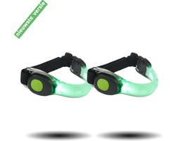 Set 2 stuks InVincer® ledarmband hardloopverlichting - 2 Pack - Hardloop lampjes incl batterij - arm LED verlichting - Water proof - Kleur Groen