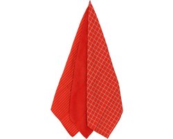 Set 2 Theedoeken en Keukendoek Egyptische Katoen Oranje