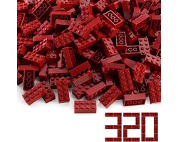 Set, 2x4 stenen, donkerrood, 320 stuks, creatief set, basisstenen, speelgoedaccessoires, compatibel met grote merken