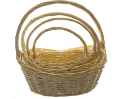 set 4 manden met handvat H27cm paasmand picknick broodmand planten opberg decoratie handgeweven