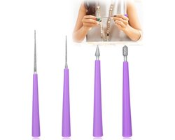 Set 4 stuks parelruimers met diamantpunt - Glazen kralen ruimer voor sieraden maken - Kralengatvergroter - Sieradengereedschap accessoires ontbramen