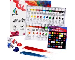 Set Acrylverf 24 Tubes Kleuren Schilder Hobby Verf Voor Volwassenen en Kinderen Kinderverf Voor Knutselen Plakkaatverf Glasverf