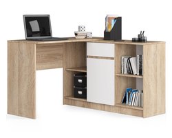 Set B-17 Bureau en Ladekast met 1 Lade en 6 Planken / AKORD Furniture Factory / Sonoma Eik - Wit / 120 x 79 x 126 cm