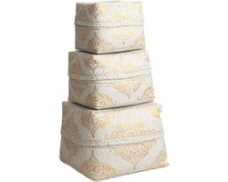 Set bamboe offer dozen / manden wit/goud