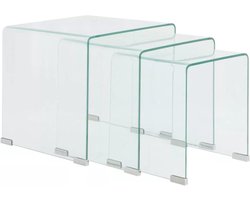 Set bijzettafels - Kleine tafels - Woonkamer inrichten - Gehard veiligheidsglas - 3 stuks - Transparant