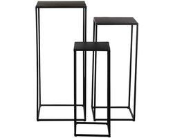 Set bijzettafels - Kleine tafeltjes - Woonkamer decoratie - Stapelbaar ontwerp - 30x30x70 cm - Zwart