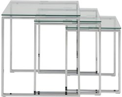 Set bijzettafels - Nesttafels - Moderne woonkamer - Transparant glas verchroomd - 3-delig
