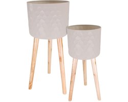Set bloempotten - Decoratieve potten - Voor planten binnenshuis - Moderne Scandinavische stijl - Verschillende maten - Beige