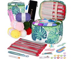 Set breinaalden - 55 stuks roestvrijstalen dubbele punten met wol - breiaccessoires en tas - 20 cm naaldspel 2,0-6,5 mm voor sokken - rijk cadeau