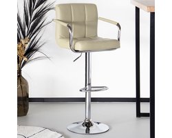 SET DEAL: 4 stuks Barkruk Anel met armleuning: lichtbruin leder barstoel