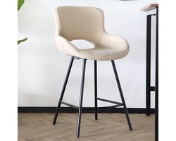 SET DEAL: 4 stuks Barkruk industrieel Maike beige teddy barstoel