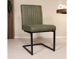 SET DEAL: 4 stuks Eetkamerstoel Chester donkergroen microvezel eetstoel zetel