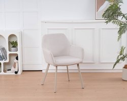 SET DEAL: 4 stuks Eetkamerstoel met armleuning beige linnen stof Maris eetstoel zetel