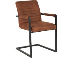 SET DEAL: 4 stuks Eetkamerstoel met armleuning cognac microvezel Noor design eetstoel zetel