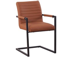 SET DEAL: 4 stuks Eetkamerstoel met armleuning cognac Noor eco-leer industrieel design eetstoel zetel