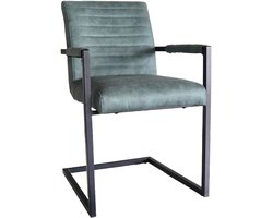 SET DEAL: 4 stuks Eetkamerstoel met armleuning groen Noor industrieel design eetstoel zetel