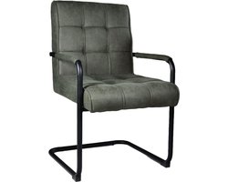 SET DEAL: 4 stuks Eetkamerstoel met armleuning Indy donkergroen microvezel eetstoel zetel