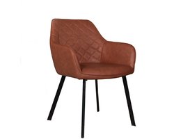 SET DEAL: 4 stuks Eetkamerstoel met armleuning Yurgan cognac kunstleder eetstoel zetel