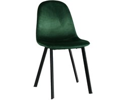 SET DEAL: 4 stuks Eetkamerstoel Simpy donkergroen velvet eetstoel zetel