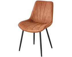 SET DEAL 6 STUKS: Eetkamerstoel cognac microvezel Tessa eetstoel zetel