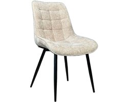 SET DEAL: 6 stuks Eetkamerstoel De Vince beige chenille eetstoel zetel