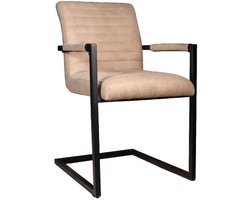 SET DEAL: 6 stuks Eetkamerstoel met armleuning beige Noor industrieel design eetstoel zetel