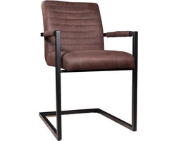 SET DEAL: 6 stuks Eetkamerstoel met armleuning bruin Noor industrieel design eetstoel zetel