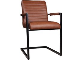 SET DEAL: 6 stuks Eetkamerstoel met armleuning cognac Noor industrieel design eetstoel zetel