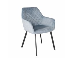 SET DEAL: 6 stuks Eetkamerstoel met armleuning Yurgan blauw velvet eetstoel