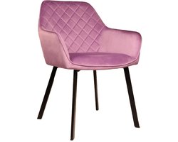 SET DEAL: 6 stuks Eetkamerstoel met armleuning Yurgan paars velvet eetstoel