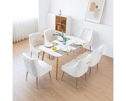 Set Eetkamerstoelen – Stoelen – Dinersstoelen – Kuipstoelen – Velours Stoelen – Grijs Gestoffeerd – Gouden Metalen Poten – Zachte Kussens – Stevige Stabiele Frame