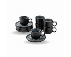 Set espressokopjes, 12-delig, mokka-kopjes - set voor 6 personen - kopjes en schoteltjes - espressokopjes