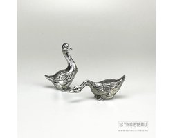 Set Ganzen - Miniatuur Tin - beeldje gans - cadeau Ganzenhoedster