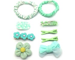 Set Haaraccessoires voor Kinderen - 9 Stuks - Groen