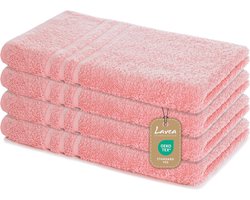 Set Handdoeken - Badlinnen Katoen - Dagelijks Gebruik - Super Absorberend - 50x100 cm - Pastelroze